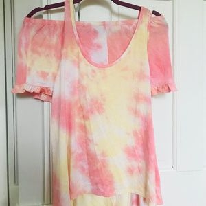 Betsey Johnson Pink and Yellow tie dye Pajamas Set